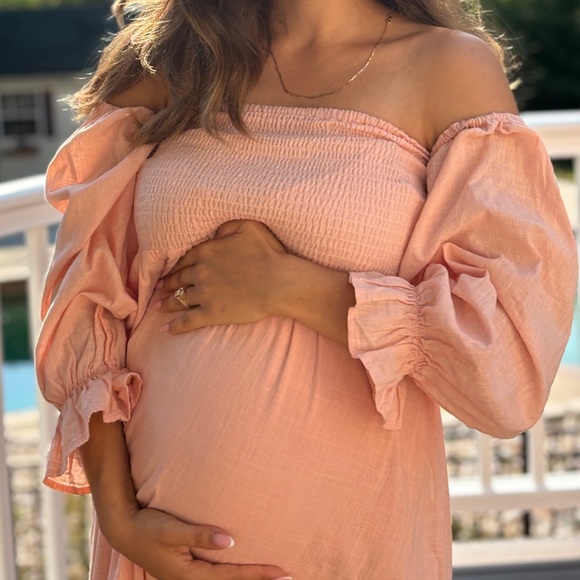 Christen Peach Linen Dress - Picture 1 of 16